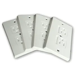 Self-Closing Electrical Wall Outlet Covers for Baby Proofing, Premium Plastic, Standard-Size Child Proof Outlet Cover, 4.6 x 3 Inches, Pack of 4, White - Wonderkid