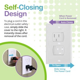 Self-Closing Electrical Wall Outlet Covers for Baby Proofing, Premium Plastic, Standard-Size Child Proof Outlet Cover, 4.6 x 3 Inches, Pack of 4, White - Wonderkid Self-Closing Electrical Wall Outlet Covers for Baby Proofing, Premium Plastic, Standard-Size Child Proof Outlet Cover, 4.6 x 3 Inches, Pack of 4, White - Wonderkid