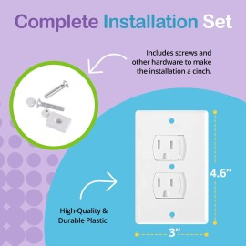 Self-Closing Electrical Wall Outlet Covers for Baby Proofing, Premium Plastic, Standard-Size Child Proof Outlet Cover, 4.6 x 3 Inches, Pack of 4, White - Wonderkid Self-Closing Electrical Wall Outlet Covers for Baby Proofing, Premium Plastic, Standard-Size Child Proof Outlet Cover, 4.6 x 3 Inches, Pack of 4, White - Wonderkid