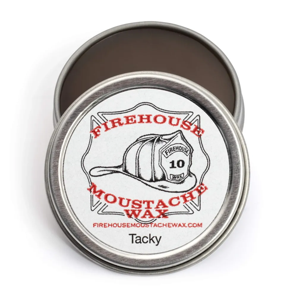 Firehouse Moustache Wax WACKY TACKY - Strong Heavy-Duty Dark Mustache & Beard Wax, Naturally Scented & Colored, All-Weather Mustache Wax (1 Ounce Tin); HANDMADE in Small Batches by John the Fireman Firehouse Moustache Wax WACKY TACKY - Strong Heavy-Duty Dark Mustache & Beard Wax, Naturally Scented & Colored, All-Weather Mustache Wax (1 Ounce Tin); HANDMADE in Small Batches by John the Fireman