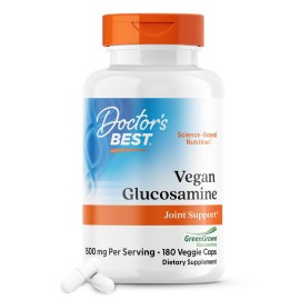 Doctor\'s Best Vegan Glucosamine Sulfate, Joint Support, Non-GMO, Vegan, Gluten Free, Soy Free, 750 mg 180 Veggie Caps (Pack of 1)