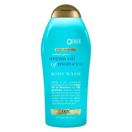 OGX Radiant Glow + Argan Oil of Morocco Extra Hydrating Body Wash for Dry Skin, Moisturizing Gel Body Cleanser for Silky Soft Skin, Paraben-Free, Sulfate-Free Surfactants, 19.5 Fl Oz