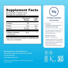Vital Proteins Collagen Peptides Powder Supplement, Hydrolyzed Collagen Peptides Travel Pack, 20 Individual Packets Vital Proteins Collagen Peptides Powder Supplement, Hydrolyzed Collagen Peptides Travel Pack, 20 Individual Packets