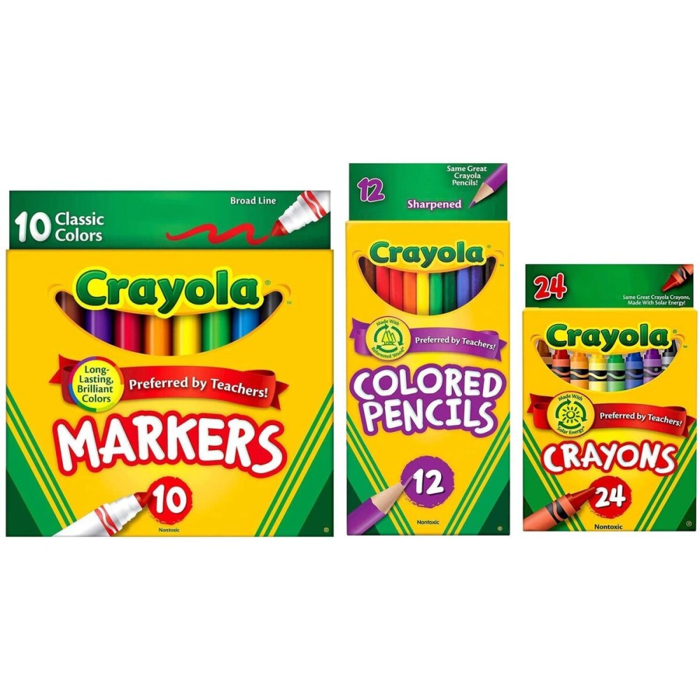 Crayola Classic Bundle: 3 Items - Crayons (24 Count), Broad Line Markers (10 Count), Colored Pencils (12 Count) Crayola Classic Bundle: 3 Items - Crayons (24 Count), Broad Line Markers (10 Count), Colored Pencils (12 Count)
