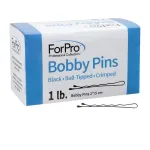 ForPro Professional Collection Bobby Pins (400-Count Approx), Black, 2 L, Ball-Tipped, Crimped, Non-Slip, Non-Damaging, 1 Lb.