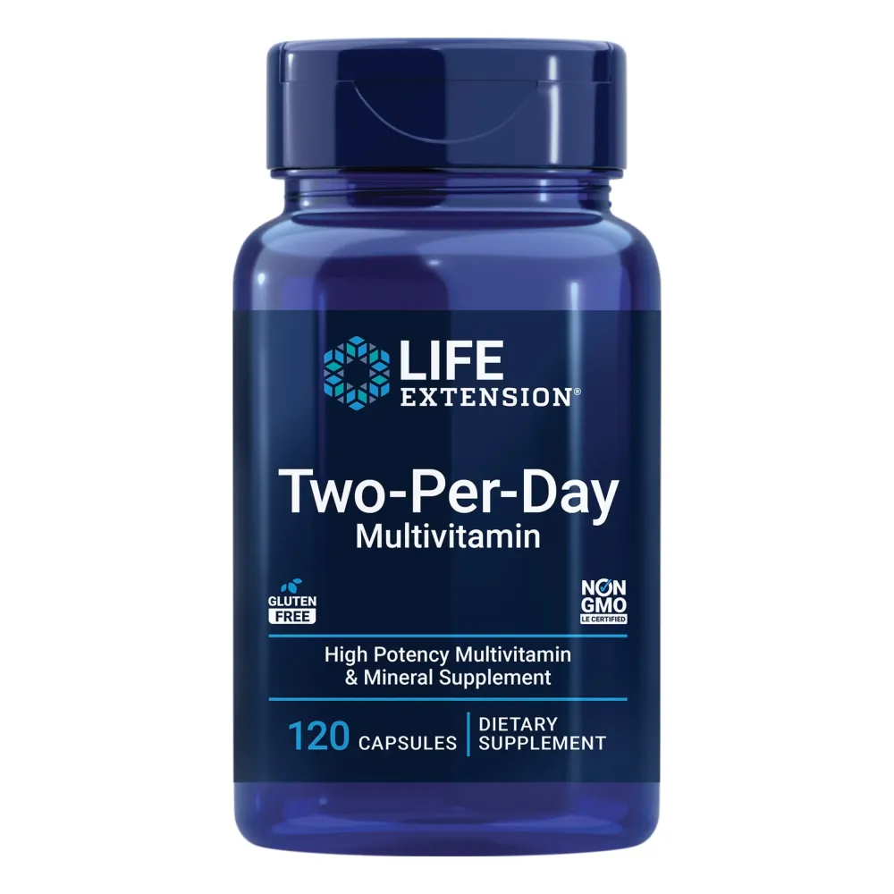 Life Extension Two-Per-Day Multivitamin, Vitamins B, C, D, zinc, Packed with Over 25 Vitamins, Minerals & extracts, Two-Month Supply, Non-GMO, Gluten-Free, 120 Capsules Life Extension Two-Per-Day Multivitamin, Vitamins B, C, D, zinc, Packed with Over 25 Vitamins, Minerals & extracts, Two-Month Supply, Non-GMO, Gluten-Free, 120 Capsules