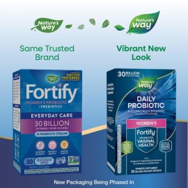 Nature\'s Way Fortify Daily Probiotic for Women, 30 Billion Live Cultures, 10 Strains, Prebiotics, Supports Digestive & Immune Health*, No Refrigeration Required, 30 Capsules (Packaging May Vary) Nature\'s Way Fortify Daily Probiotic for Women, 30 Billion Live Cultures, 10 Strains, Prebiotics, Supports Digestive & Immune Health*, No Refrigeration Required, 30 Capsules (Packaging May Vary)