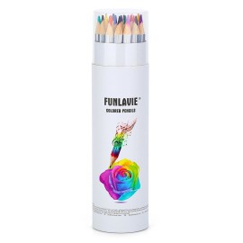 FUNLAVIE 24 Colored Pencils for Adult Coloring Books,Soft Core Coloring Pencil Set,Drawing Pencils for sketching & Painting,Art Pencil & Art Supplies for Adults and Teens,Oil-Based with Sharpener