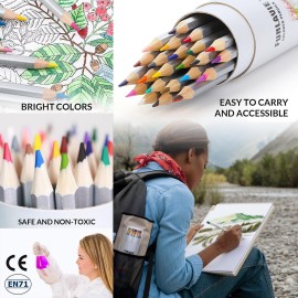 FUNLAVIE 24 Colored Pencils for Adult Coloring Books,Soft Core Coloring Pencil Set,Drawing Pencils for sketching & Painting,Art Pencil & Art Supplies for Adults and Teens,Oil-Based with Sharpener
