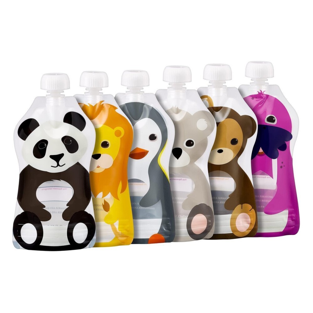 Squooshi Reusable Baby Food Pouches for Toddlers | BPA Free Plastic, Food Safe, Freezer Safe | Refillable for Applesauce Yogurt & Puree Squeeze Pouch | 6 Pack | 5 oz Squooshi Reusable Baby Food Pouches for Toddlers | BPA Free Plastic, Food Safe, Freezer Safe | Refillable for Applesauce Yogurt & Puree Squeeze Pouch | 6 Pack | 5 oz