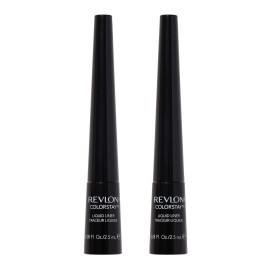 Revlon Liquid Eyeliner, ColorStay Eye Makeup, Smudgeproof, Longwearing with Ultra-Fine Tip, 251 Blackest Black (Pack of 2)