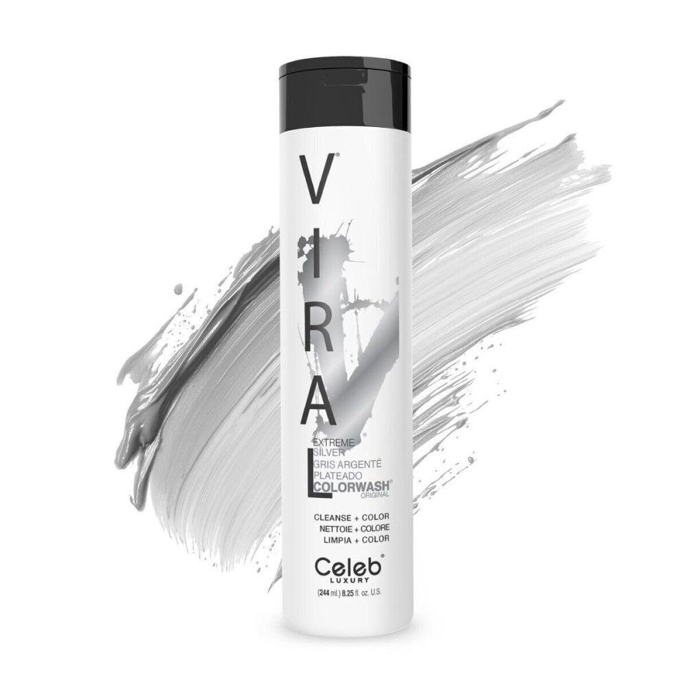 Celeb Luxury Viral Colorwash, Professional Semi-Permanent Hair Color Depositing Shampoo, Extreme Silver