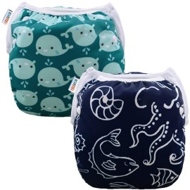 ALVABABY Swim Diapers 2pcs Baby & Toddler Snap One..