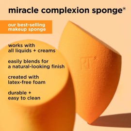 Real Techniques Miracle Complexion Sponge, Makeup Blender for Liquid and Cream Foundation, Full Coverage, Streak-Free Professional Makeup Tool, Cruelty Free, Vegan, Latex Free, 4 Count Real Techniques Miracle Complexion Sponge, Makeup Blender for Liquid and Cream Foundation, Full Coverage, Streak-Free Professional Makeup Tool, Cruelty Free, Vegan, Latex Free, 4 Count