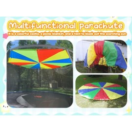 Sonyabecca Parachute Kids Play 12 Feet with 12 Handles for 8 12 Years Game, Kids Party Game Sonyabecca Parachute Kids Play 12 Feet with 12 Handles for 8 12 Years Game, Kids Party Game