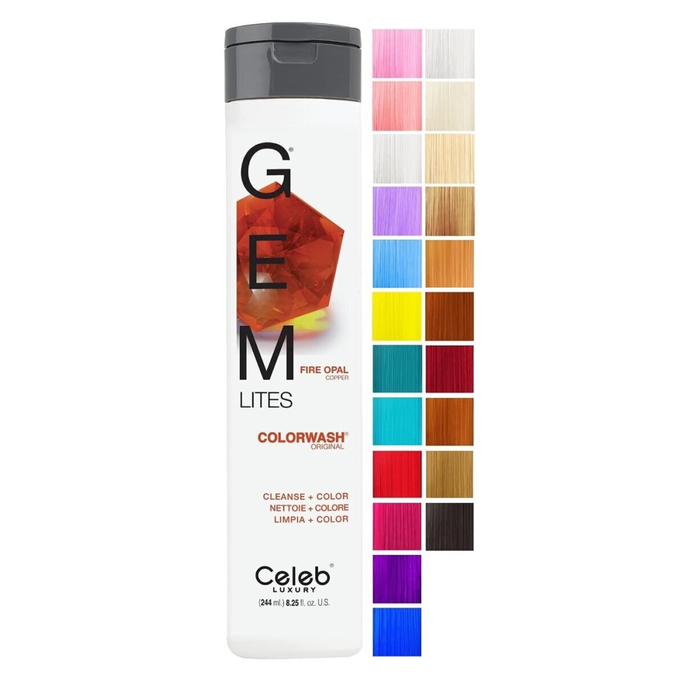 Celeb Luxury Gem Lites Colorwash, Professional Semi-Permanent Hair Color Depositing Shampoo, Fire Opal, 8.25 Fl Oz (Pack of 1) Celeb Luxury Gem Lites Colorwash, Professional Semi-Permanent Hair Color Depositing Shampoo, Fire Opal, 8.25 Fl Oz (Pack of 1)
