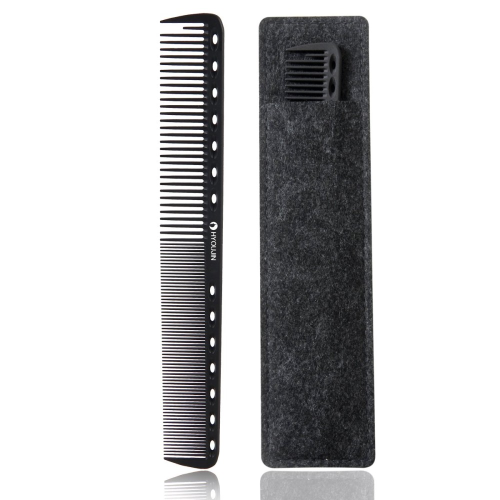 HYOUJIN 605 Black Carbon Fine Cutting Comb - 230C Heat Resistant Master Barber Comb with Fine Teeth - 14 Holes for Cutting and Hairstyling HYOUJIN 605 Black Carbon Fine Cutting Comb - 230C Heat Resistant Master Barber Comb with Fine Teeth - 14 Holes for Cutting and Hairstyling