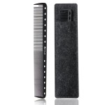 HYOUJIN 605 Black Carbon Fine Cutting Comb - 230C Heat Resistant Master Barber Comb with Fine Teeth - 14 Holes for Cutting and Hairstyling