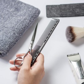HYOUJIN 605 Black Carbon Fine Cutting Comb - 230C Heat Resistant Master Barber Comb with Fine Teeth - 14 Holes for Cutting and Hairstyling HYOUJIN 605 Black Carbon Fine Cutting Comb - 230C Heat Resistant Master Barber Comb with Fine Teeth - 14 Holes for Cutting and Hairstyling
