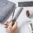 HYOUJIN 605 Black Carbon Fine Cutting Comb - 230C Heat Resistant Master Barber Comb with Fine Teeth - 14 Holes for Cutting and Hairstyling