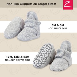Zutano Cozie Fleece Baby Booties, Unisex Baby Shoes for Infants and Toddlers, 3M, Heather Gray