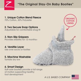 Zutano Cozie Fleece Baby Booties, Unisex Baby Shoes for Infants and Toddlers, 3M, Heather Gray