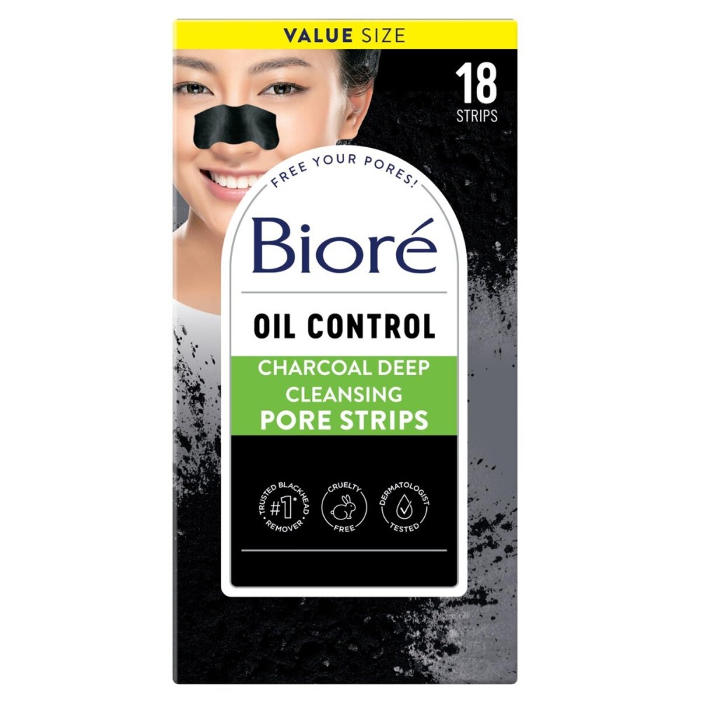 Biore Charcoal, Deep Cleansing Pore Strips, Nose Strips for Blackhead Removal on Oily Skin, with Instant Pore Unclogging, 18 Count (Pack of 1) Biore Charcoal, Deep Cleansing Pore Strips, Nose Strips for Blackhead Removal on Oily Skin, with Instant Pore Unclogging, 18 Count (Pack of 1)