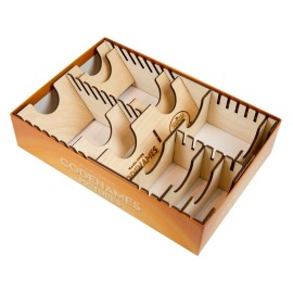 The Broken Token Board Game Organizer - Codenames Compatible Wood Storage Box with Multiple Dividers