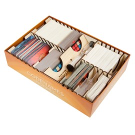 The Broken Token Board Game Organizer - Codenames Compatible Wood Storage Box with Multiple Dividers