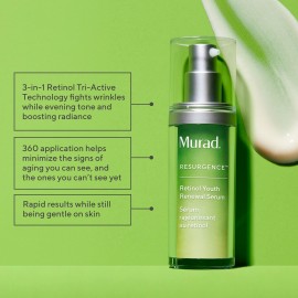 Murad Retinol Youth Renewal Serum - Rapid-Action Retinol Treatment for Face and Neck - Visibly Reduces Lines and Wrinkles, Firms and Smooths Skin, Nightly Use Formula - 1.0 Fl Oz Murad Retinol Youth Renewal Serum - Rapid-Action Retinol Treatment for Face and Neck - Visibly Reduces Lines and Wrinkles, Firms and Smooths Skin, Nightly Use Formula - 1.0 Fl Oz