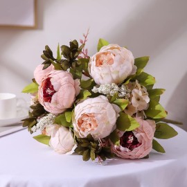 Duovlo Fake Flowers Vintage Artificial Peony Silk Flowers Wedding Home Decoration,Pack of 1 (Light Pink) Duovlo Fake Flowers Vintage Artificial Peony Silk Flowers Wedding Home Decoration,Pack of 1 (Light Pink)