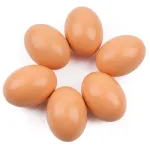 YunKo 6Pcs Wooden Eggs Easter Brown Fake Wood Nest Eggs for Craft Decorate Get hens to Lay Eggs Chicken Coop Accessories