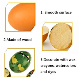 YunKo 6Pcs Wooden Eggs Easter Brown Fake Wood Nest Eggs for Craft Decorate Get hens to Lay Eggs Chicken Coop Accessories