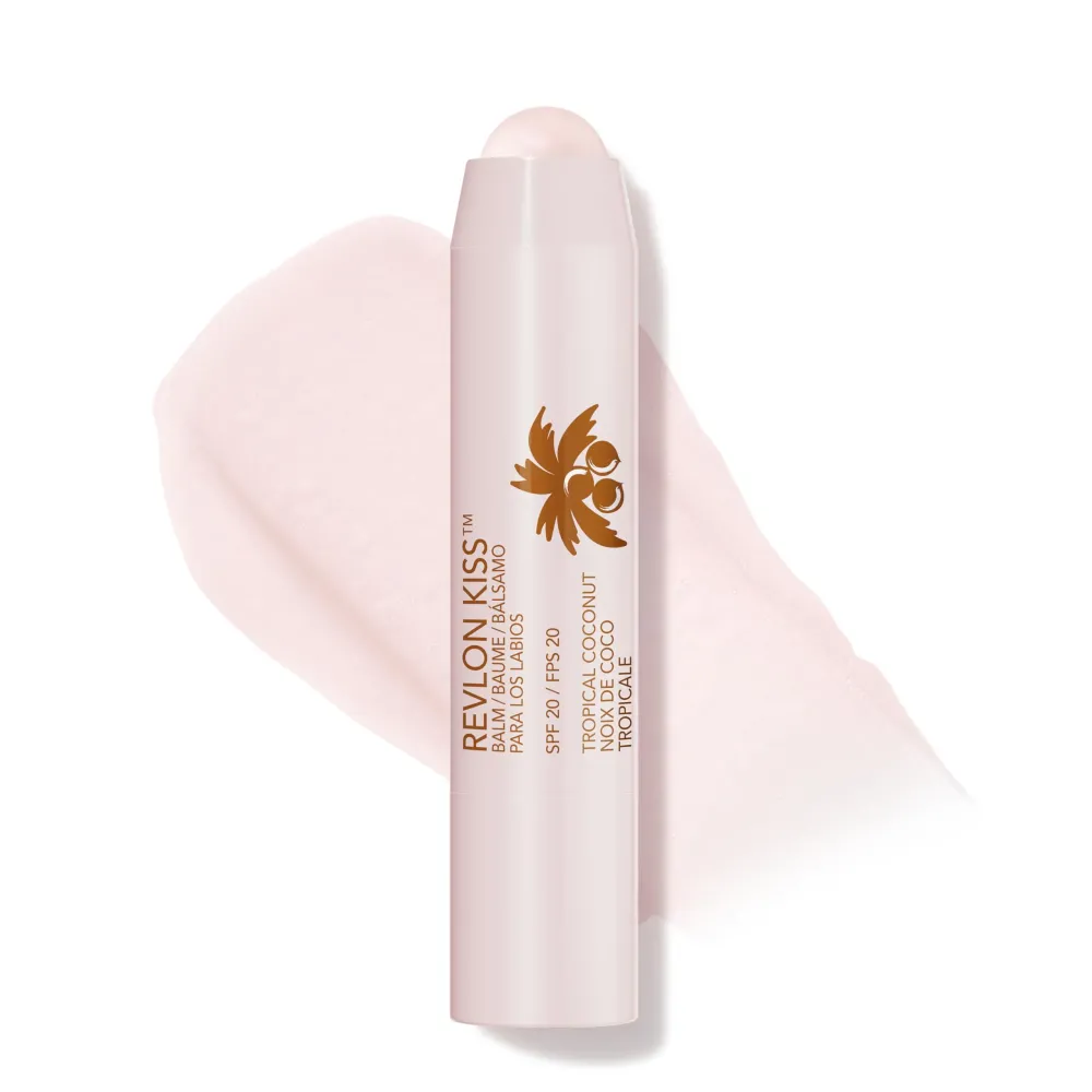 Revlon Kiss Tinted Lip Balm with SPF 20, Hydrating, Flavored, Infused with Natural Fruit Oils, 010 Tropical Coconut, 0.09 oz Revlon Kiss Tinted Lip Balm with SPF 20, Hydrating, Flavored, Infused with Natural Fruit Oils, 010 Tropical Coconut, 0.09 oz