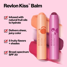 Revlon Kiss Tinted Lip Balm with SPF 20, Hydrating, Flavored, Infused with Natural Fruit Oils, 035 Berry Burst, 0.09 oz Revlon Kiss Tinted Lip Balm with SPF 20, Hydrating, Flavored, Infused with Natural Fruit Oils, 035 Berry Burst, 0.09 oz