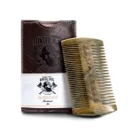 Sandalwood Beard Comb for Men - Handmade Beard & Mustache Comb - Premium Wooden Comb - Mens Comb with Fine & Wide Tooth - Pocket Combs for Men - Wood Comb in PU Leather Case by Hunter Jack