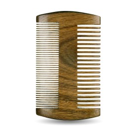 Sandalwood Beard Comb for Men - Handmade Beard & Mustache Comb - Premium Wooden Comb - Mens Comb with Fine & Wide Tooth - Pocket Combs for Men - Wood Comb in PU Leather Case by Hunter Jack