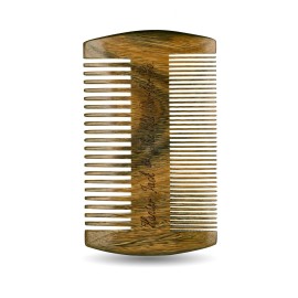 Sandalwood Beard Comb for Men - Handmade Beard & Mustache Comb - Premium Wooden Comb - Mens Comb with Fine & Wide Tooth - Pocket Combs for Men - Wood Comb in PU Leather Case by Hunter Jack