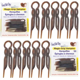 Good Hair Days Hair Pins - Plastic, U-shaped Magic Grip Hairpins, Strong Durable Pins For Fine, Thick & Long Hair, Hair Styling Accessories, Set of 20 (Tortoise Shell) Good Hair Days Hair Pins - Plastic, U-shaped Magic Grip Hairpins, Strong Durable Pins For Fine, Thick & Long Hair, Hair Styling Accessories, Set of 20 (Tortoise Shell)