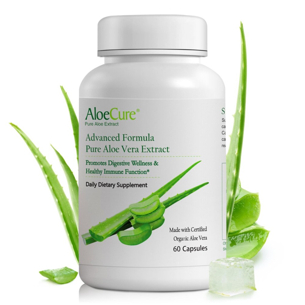 AloeCure Organic Aloe Vera Capsules, 130,000mg Inner Aloe Leaf Equivelant per Serving, Support Gut, Digestive, & Immune Health, Helps Maintain Balanced Stomach Acidity, Aloin Free, 60 Capsules AloeCure Organic Aloe Vera Capsules, 130,000mg Inner Aloe Leaf Equivelant per Serving, Support Gut, Digestive, & Immune Health, Helps Maintain Balanced Stomach Acidity, Aloin Free, 60 Capsules