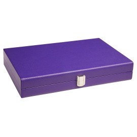 13-inch Premium Travel Backgammon Set - Purple Board, Grey Field, White and Purple Points 13-inch Premium Travel Backgammon Set - Purple Board, Grey Field, White and Purple Points