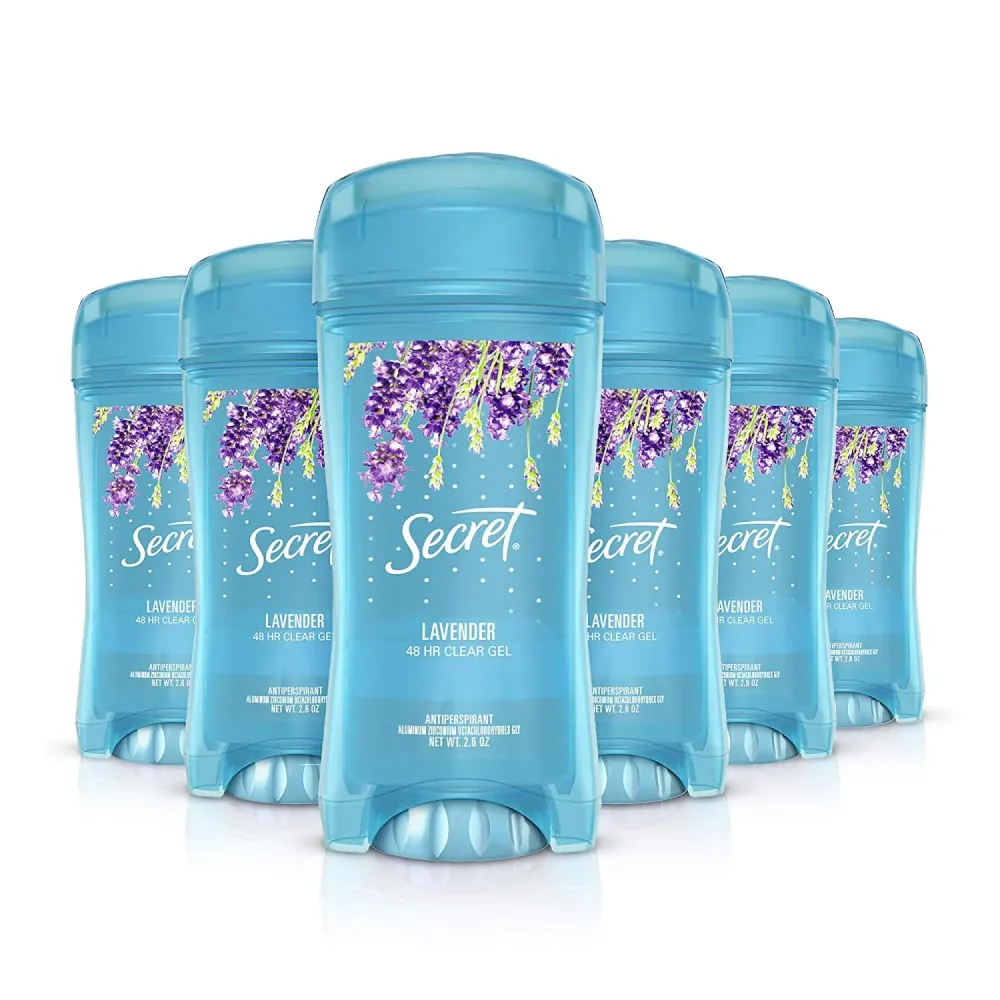 Secret Antiperspirant and Deodorant for Women 48 Hr Odor Protection Clear Gel Lavender Scent, 2.6 Oz (Pack of 6) Secret Antiperspirant and Deodorant for Women 48 Hr Odor Protection Clear Gel Lavender Scent, 2.6 Oz (Pack of 6)