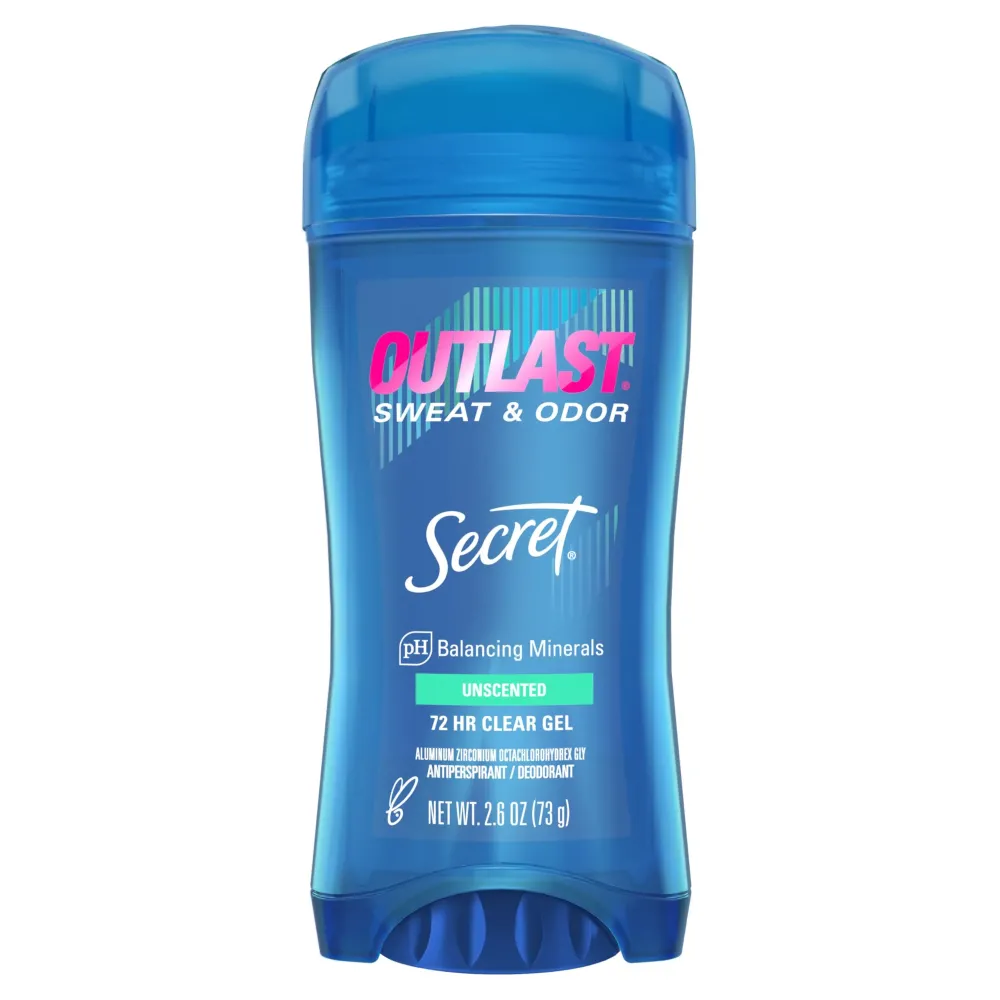 Secret Outlast Antiperspirant Deodorant for Women, Sweat & Odor Protection, PH Balancing Minerals, Clear Gel, Unscented, 2.6 oz (Pack of 6) Secret Outlast Antiperspirant Deodorant for Women, Sweat & Odor Protection, PH Balancing Minerals, Clear Gel, Unscented, 2.6 oz (Pack of 6)