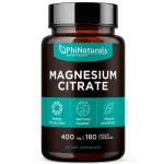 Magnesium Citrate Powder Capsules 400mg - 180 Count Veg Caps - PhiNaturals Supplements - Nervous System Support and Enzyme Function