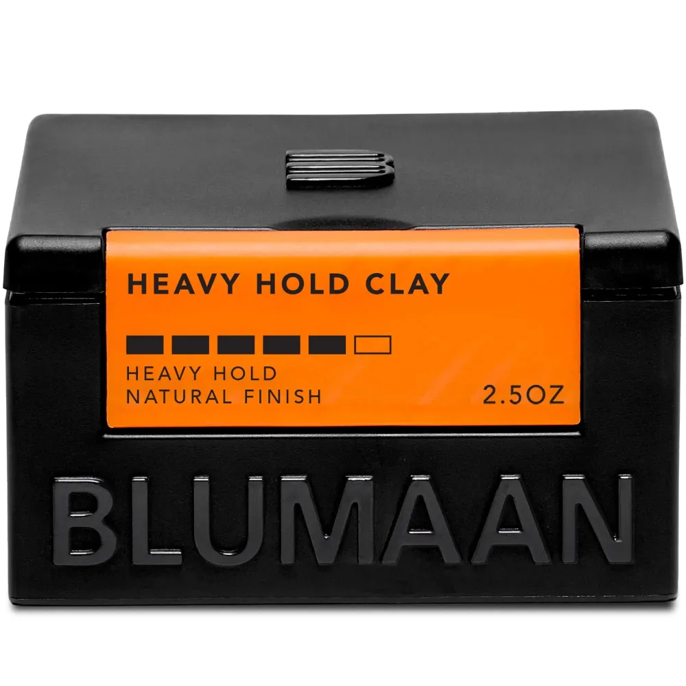 BluMaan Heavy Hold Clay - Men\'s Extra Strong Hold Hair Clay Creates Texture and Volume (2.5 oz) - Natural Matte Finish with Organic Oils - Controls Coarse,Thick, Unruly Hair