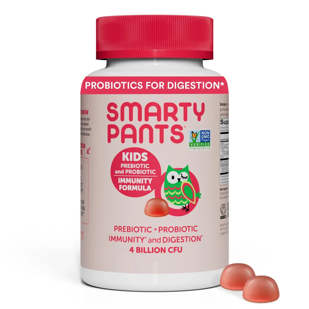 SmartyPants Kids Probiotic Immunity Gummies: Prebiotics & Probiotics for Immune Support & Digestive Comfort, Strawberry Crme, Vegan Gummy Vitamins, 60 Count, 30 Day Supply, No Refrigeration Required SmartyPants Kids Probiotic Immunity Gummies: Prebiotics & Probiotics for Immune Support & Digestive Comfort, Strawberry Crme, Vegan Gummy Vitamins, 60 Count, 30 Day Supply, No Refrigeration Required