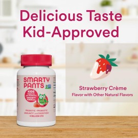 SmartyPants Kids Probiotic Immunity Gummies: Prebiotics & Probiotics for Immune Support & Digestive Comfort, Strawberry Crme, Vegan Gummy Vitamins, 60 Count, 30 Day Supply, No Refrigeration Required SmartyPants Kids Probiotic Immunity Gummies: Prebiotics & Probiotics for Immune Support & Digestive Comfort, Strawberry Crme, Vegan Gummy Vitamins, 60 Count, 30 Day Supply, No Refrigeration Required