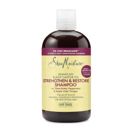 SheaMoisture Strengthen and Restore Shampoo 100% Pure Jamaican Black Castor Oil for Damaged Hair To Cleanse and Nourish Hair 13 oz SheaMoisture Strengthen and Restore Shampoo 100% Pure Jamaican Black Castor Oil for Damaged Hair To Cleanse and Nourish Hair 13 oz