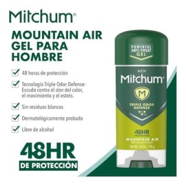 Mitchum Men\'s Deodorant by Mitchum, Antiperspirant, Triple Odor Defense Gel Stick, 48 Hr Protection, Dermatologist Tested, Alcohol Free, Mountain Air, 3.4 Oz (Pack of 1) Mitchum Men\'s Deodorant by Mitchum, Antiperspirant, Triple Odor Defense Gel Stick, 48 Hr Protection, Dermatologist Tested, Alcohol Free, Mountain Air, 3.4 Oz (Pack of 1)
