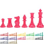 WE Games Color Bright Plastic Staunton Tournament Chess Pieces with 3.75 in. King - Half Chess Set of Chess Pieces Only, Pink